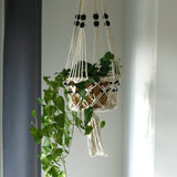 Macrame Pot Holder - Lrg Single Beaded