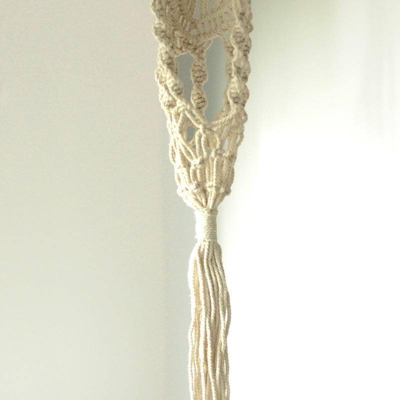 Macrame Pot Holder - Long With Ratten Hoop