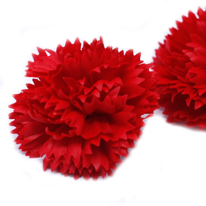 Craft Soap Flowers - Carnations - Red