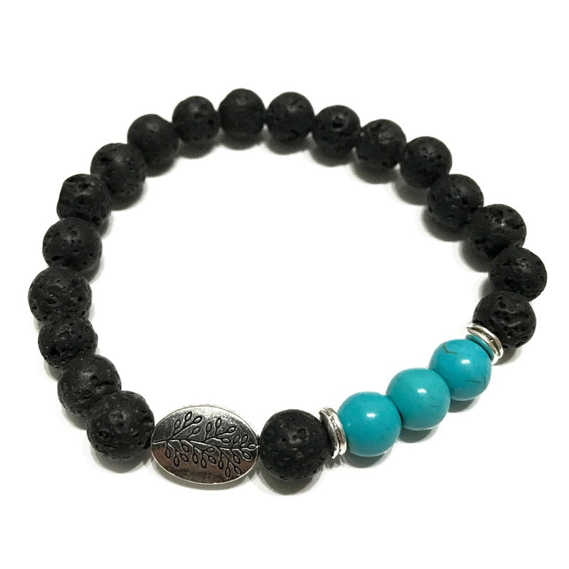 Lava Stone Bracelet - Leaf Turquoise