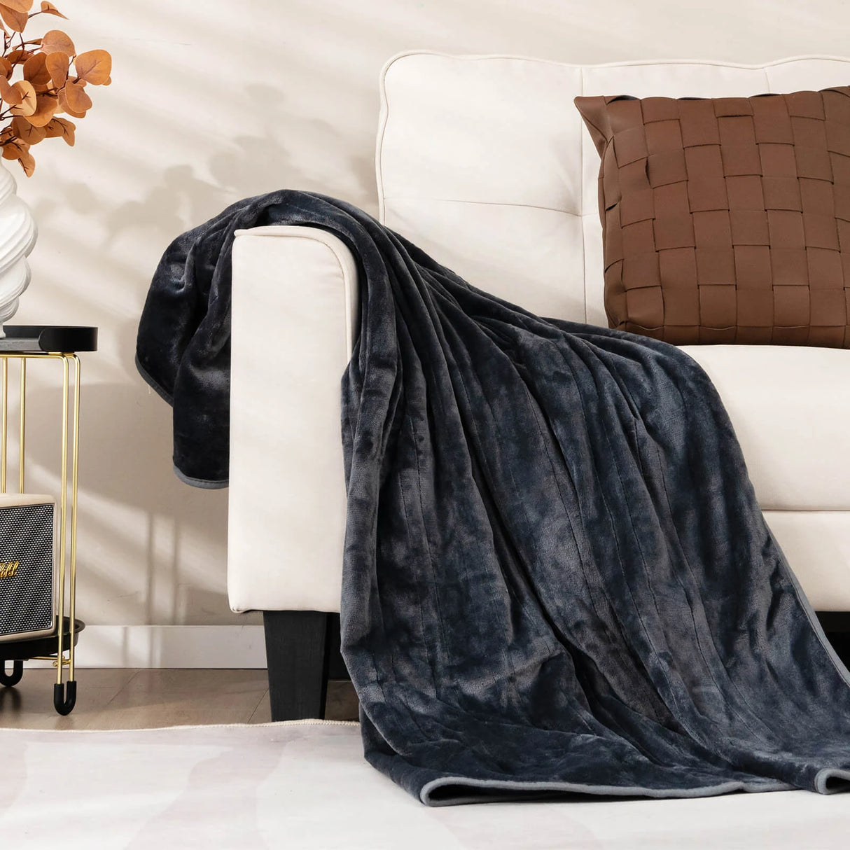 160 x 130 CM Electric Heated Throw Blanket with 10 Heat Settings-Grey