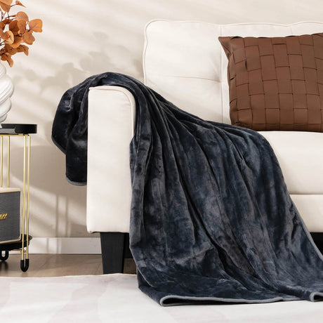 160 x 130 CM Electric Heated Throw Blanket with 10 Heat Settings-Grey