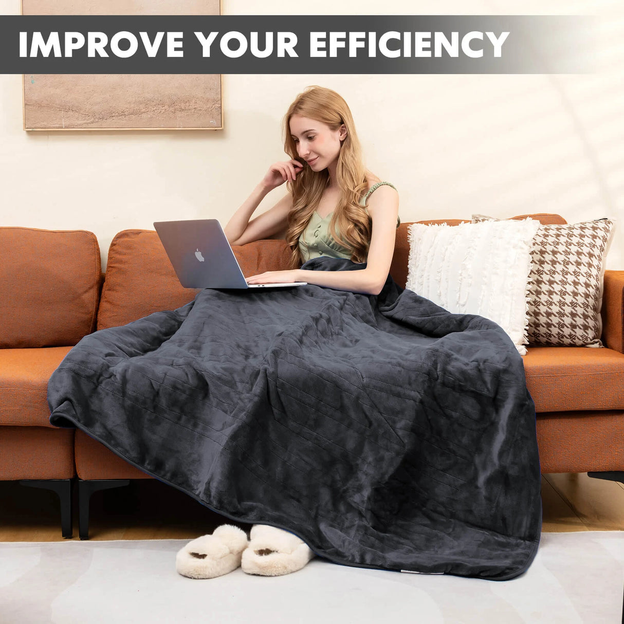 160 x 130 CM Electric Heated Throw Blanket with 10 Heat Settings-Grey