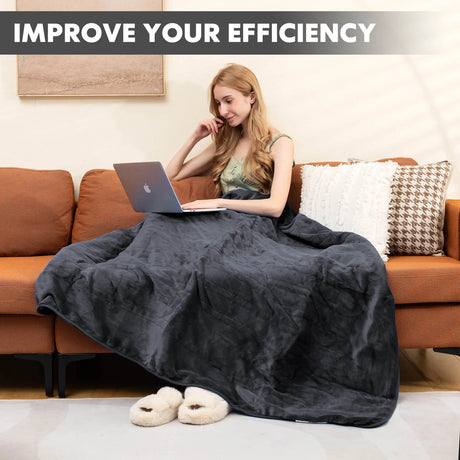 160 x 130 CM Electric Heated Throw Blanket with 10 Heat Settings-Grey