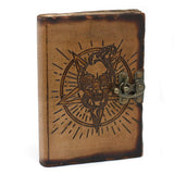 Leather Pentagon & Skull with Burns Detail Notebook (7x5")