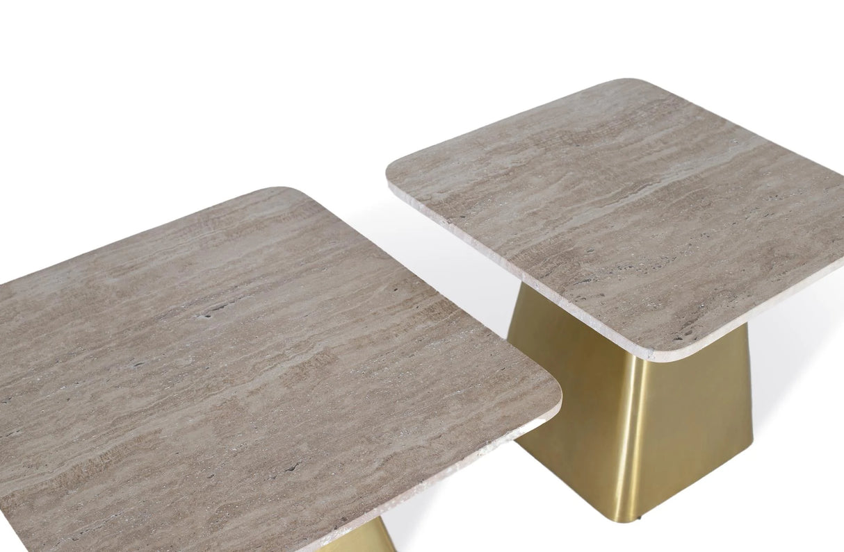 Giner and Colomer - Set Of 2 Marble & Metal Side Tables