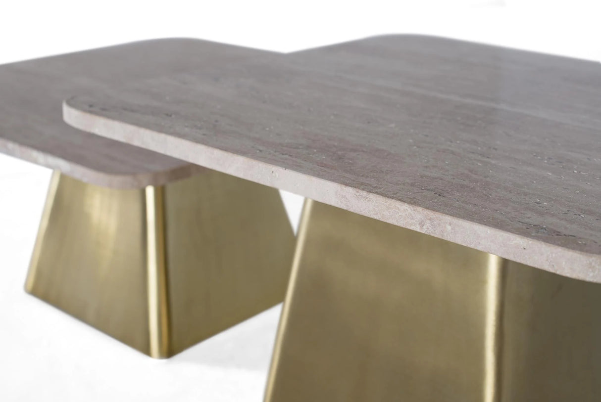Giner and Colomer - Set Of 2 Marble & Metal Side Tables