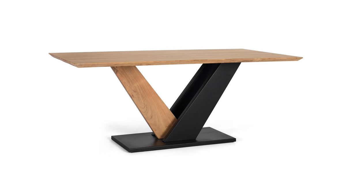 Giner and Colomer - Rectangular Acacia Wood & Metal Dining Table With Adjustable Pads