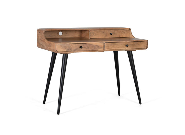 Giner and Colomer - Acacia Wood & Metal Desk With 3 Drawers