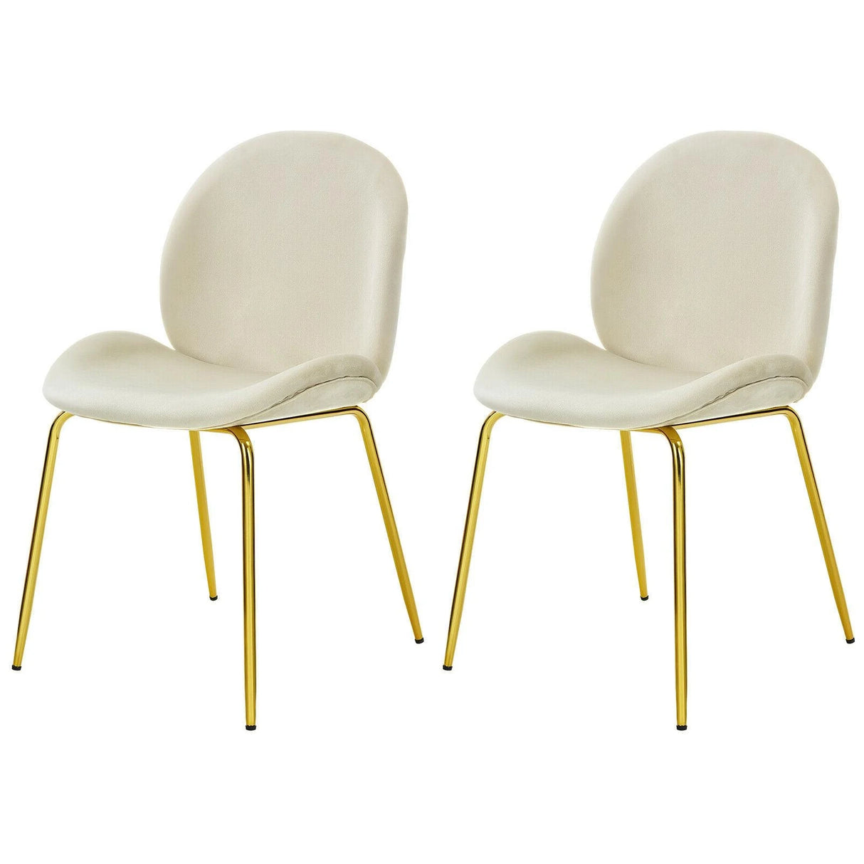 Set of 2 Modern Velvet Dining Chairs with Golden Finished Metal Legs for Kitchen and Dining Room