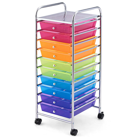 10 Drawer Rolling Storage Cart Organizer-Color