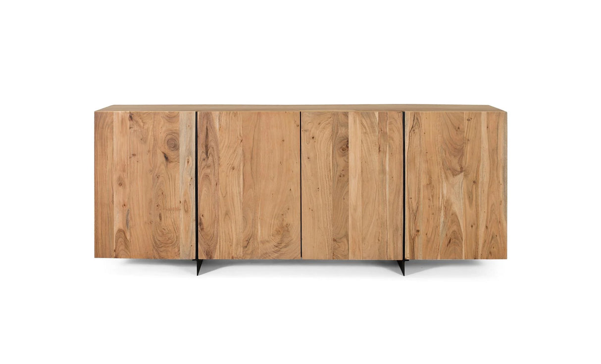 Giner and Colomer - 4-Door Acacia Wood & Metal Sideboard (Natural Finish)