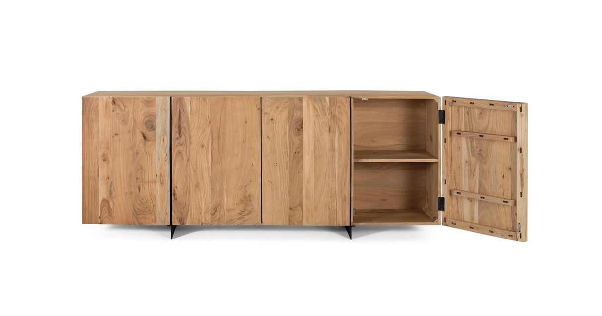 Giner and Colomer - 4-Door Acacia Wood & Metal Sideboard (Natural Finish)