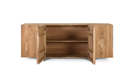 Giner and Colomer - 4-Door Acacia Wood & Metal Sideboard (Natural Finish)