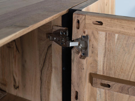 Giner and Colomer - 4-Door Acacia Wood & Metal Sideboard (Natural Finish)