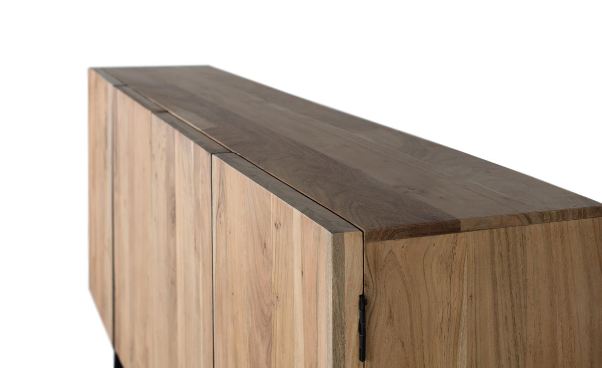 Giner and Colomer - 4-Door Acacia Wood & Metal Sideboard (Natural Finish)