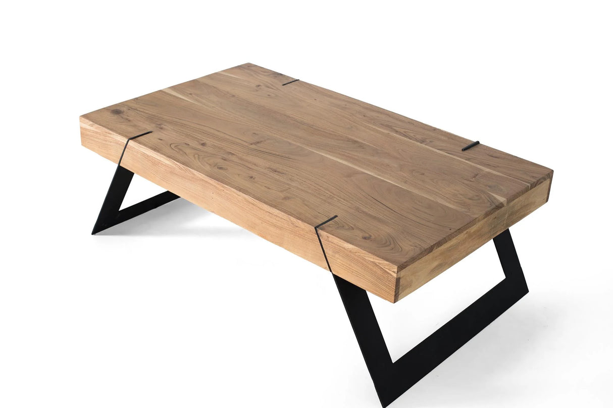Giner and Colomer - Acacia Wood & Metal Coffee Table In Natural Color