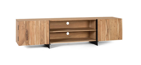 Giner and Colomer - 2-Door Acacia Wood TV Cabinet With Metal Base (Natural)