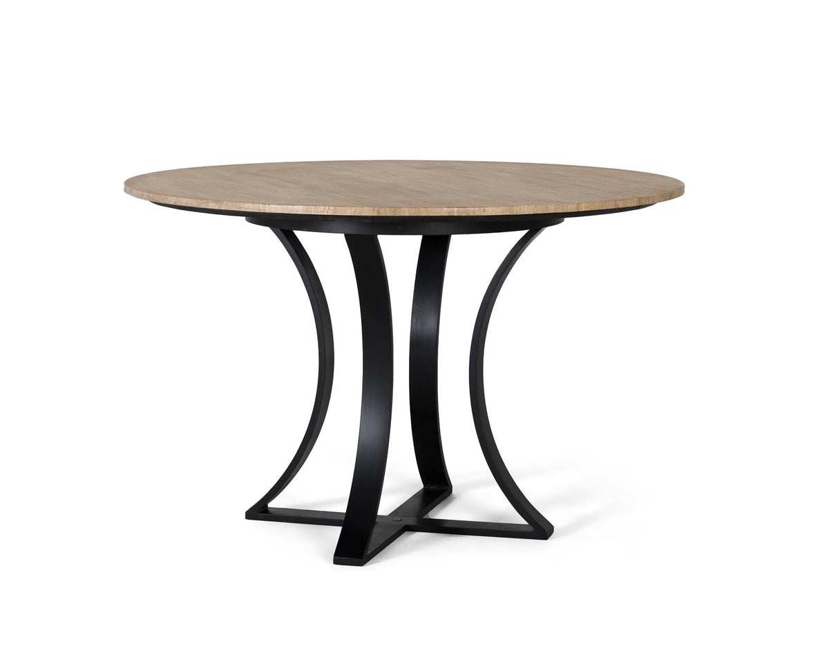 Giner and Colomer - Dining Table With Travertine Marble Top & Metal Base