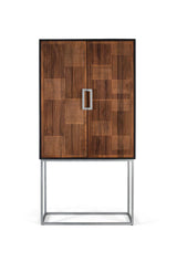 Giner and Colomer - 2-Door Solid Mango Wood Bar Cabinet With Metal Base
