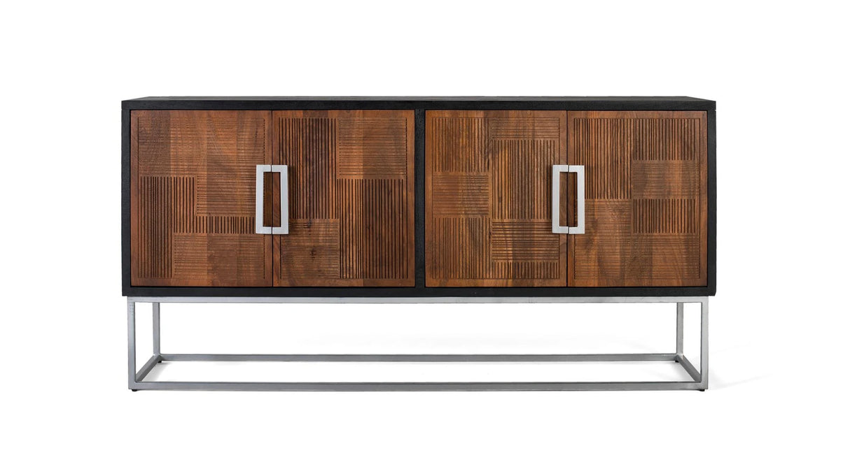 Giner and Colomer - 4-Door Mango Wood Sideboard With Metal Base