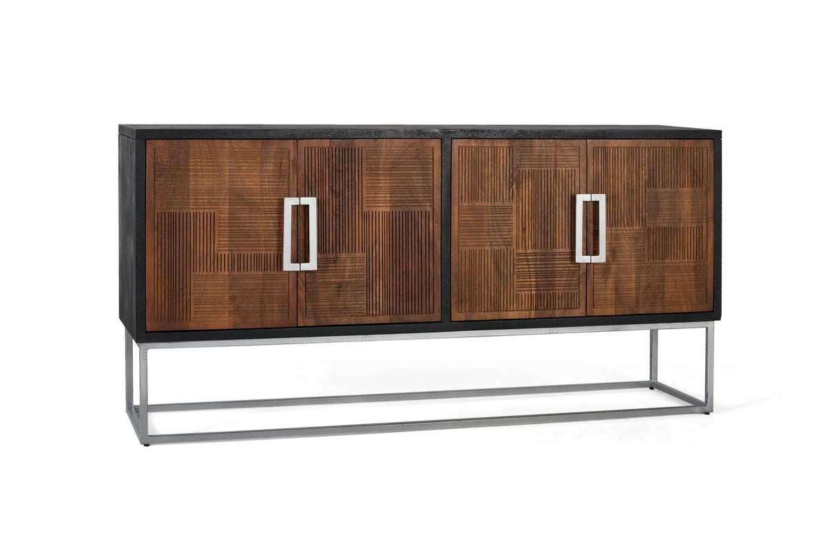 Giner and Colomer - 4-Door Mango Wood Sideboard With Metal Base