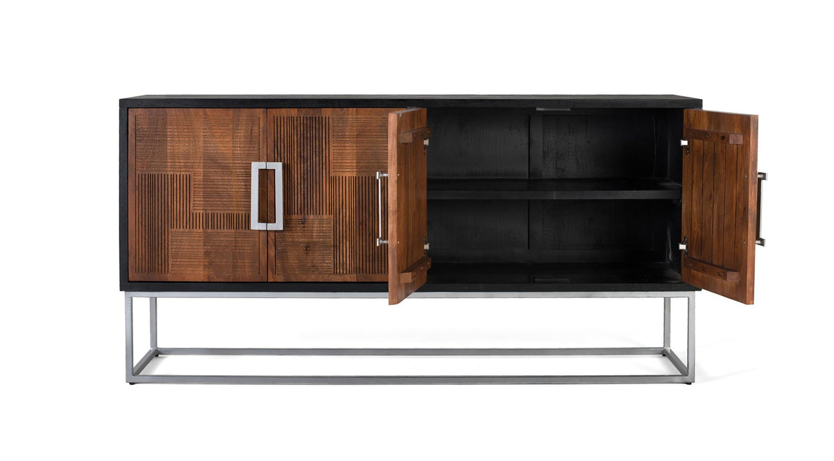 Giner and Colomer - 4-Door Mango Wood Sideboard With Metal Base