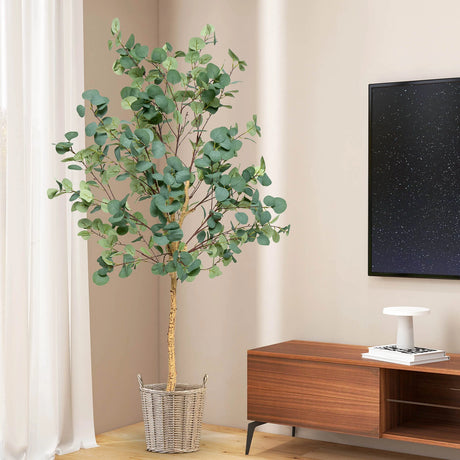 5.5 Feet Artificial Eucalyptus Tree with 517 Silver Dollar Leaves