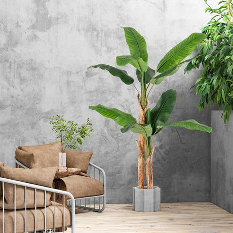 5.5/6.5 Feet Tall Artificial Banana Tree with 10/27 Large Leaves-5.5 ft