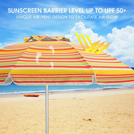 2m Sun Umbrella - Tilts with UPF 50+ Protection-Yellow