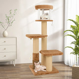 166 cm Tall Cat Tree with Self-groomer and Removable Cat Bed-Coffee