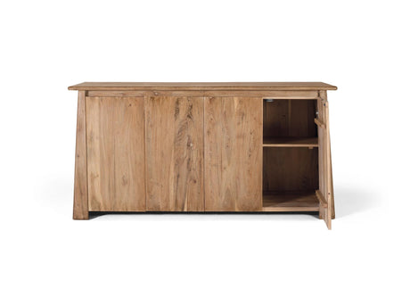 Giner and Colomer - 2-Door Solid Mango Wood Bar Cabinet With Cherry Metal Base