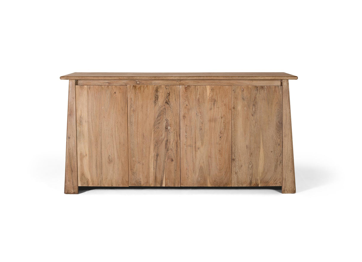 Giner and Colomer - 2-Door Solid Mango Wood Bar Cabinet With Cherry Metal Base