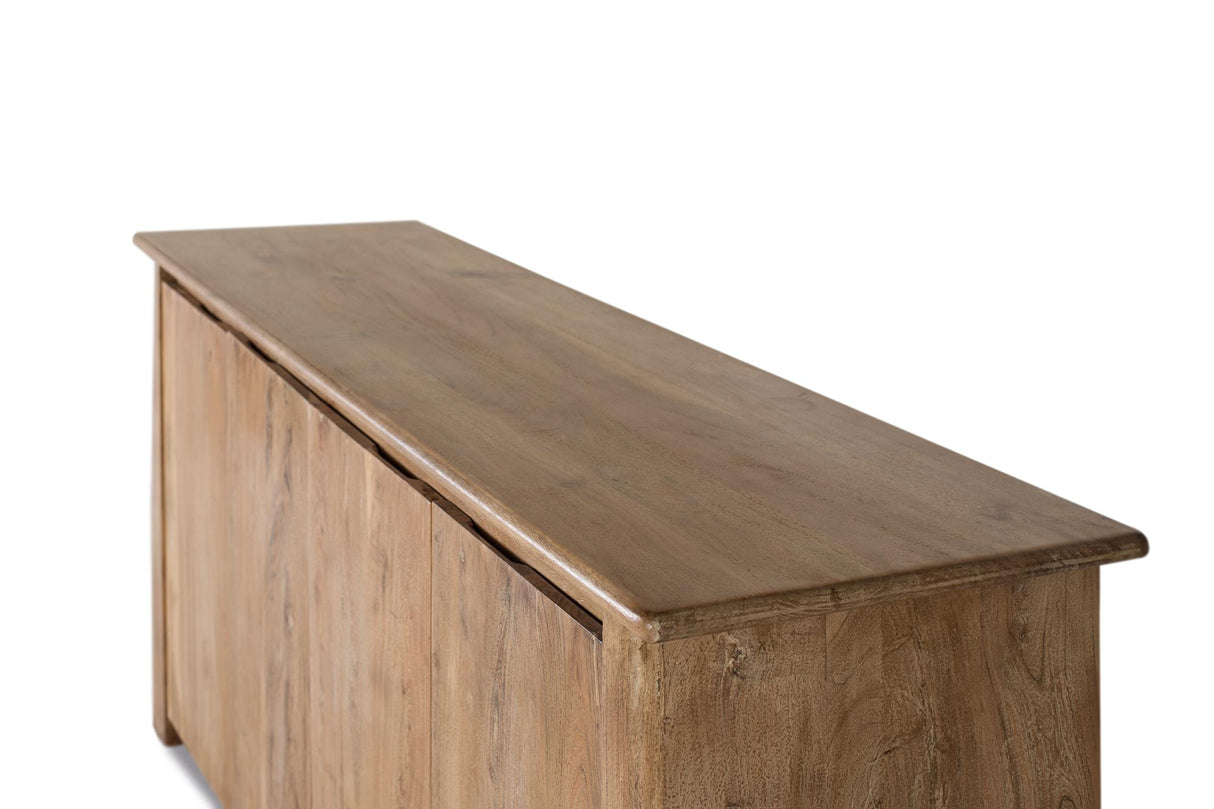 Giner and Colomer - 2-Door Solid Mango Wood Bar Cabinet With Cherry Metal Base