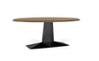 Giner and Colomer - Oval Dining Table With Acacia Wood Top & Metal Base