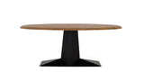 Giner and Colomer - Oval Dining Table With Acacia Wood Top & Metal Base