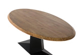Giner and Colomer - Oval Dining Table With Acacia Wood Top & Metal Base