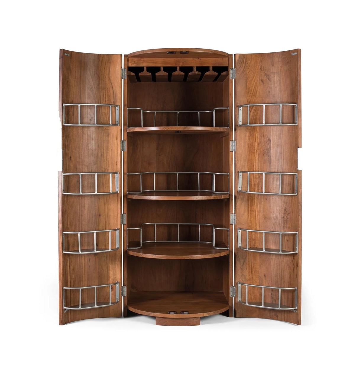 Giner and Colomer - 2-Door Solid Acacia Wood Bar Cabinet (Natural Color)