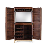 Giner and Colomer - 2-Door Solid Mango Wood Bar Cabinet With Cherry Metal Base