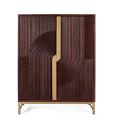 Giner and Colomer - 2-Door Solid Mango Wood Bar Cabinet With Cherry Metal Base