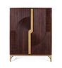 Giner and Colomer - 2-Door Solid Mango Wood Bar Cabinet With Cherry Metal Base