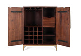 Giner and Colomer - 2-Door Solid Mango Wood Bar Cabinet With Cherry Metal Base