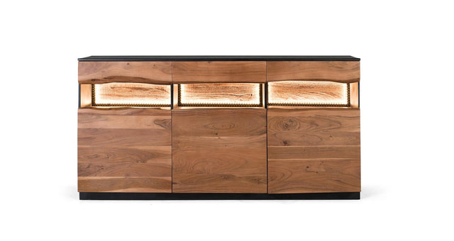 Giner and Colomer - Acacia Wood Sideboard With Interior Lighting, 3 Drawers & 3 Doors