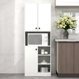 166 CM Kitchen Pantry Storage Cabinet Microwave Stand-White