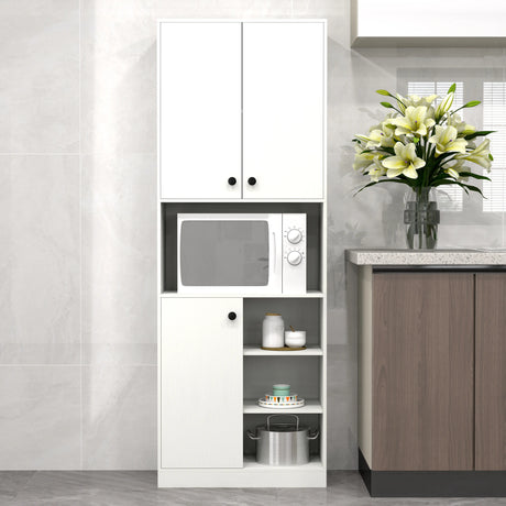 166 CM Kitchen Pantry Storage Cabinet Microwave Stand-White
