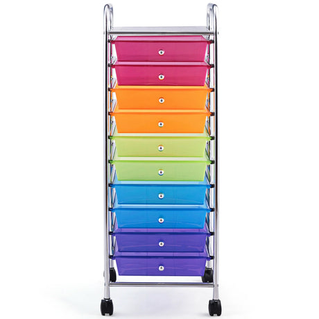 10 Drawer Rolling Storage Cart Organizer-Color