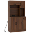 167cm Tall Pantry Cabinet with Hutch and Power Outlets-Walnut