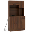 167cm Tall Pantry Cabinet with Hutch and Power Outlets-Walnut
