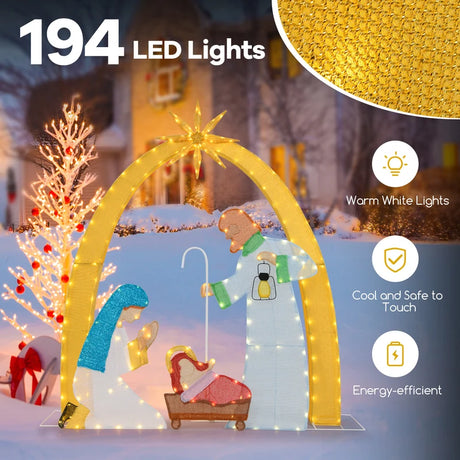 168 CM Christmas Nativity Scene with 194 LED Warm White Lights
