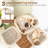 168cm Wooden Scratching Post with Cave &amp; Ladder &amp; Mats &amp; Balls &amp; Hammock Cat Scratching Post